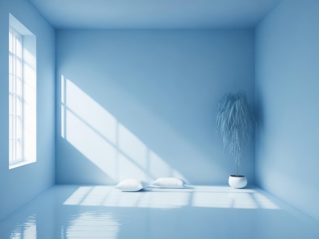 Un fondo azul y pacífico de la habitación