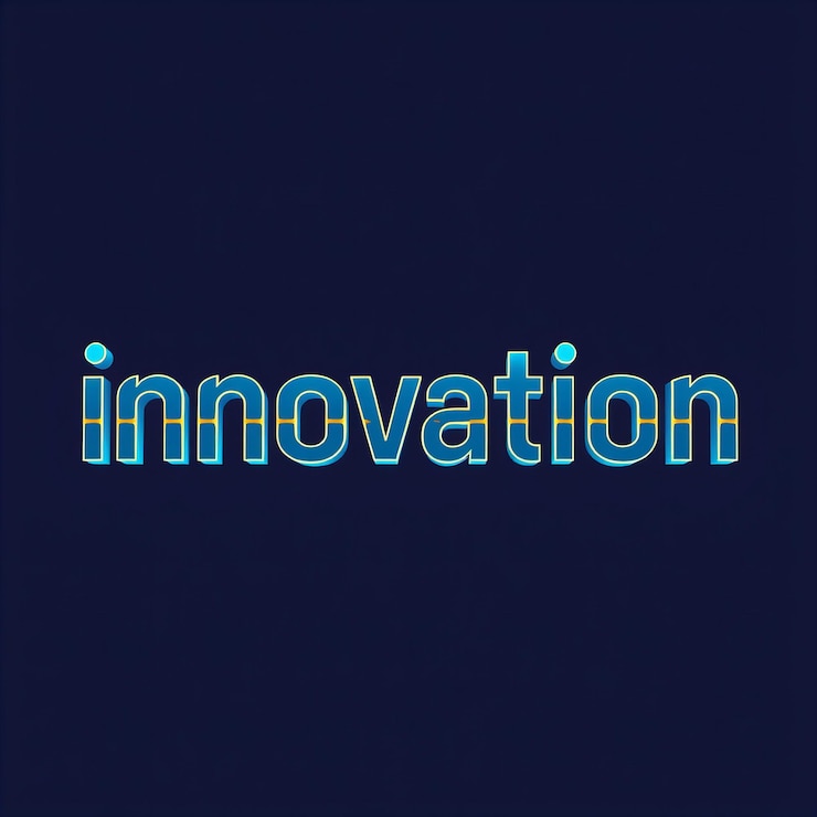 Foto un fondo azul con las palabras innovación