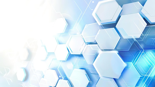 un fondo azul con un patrón hexagonal blanco y azul