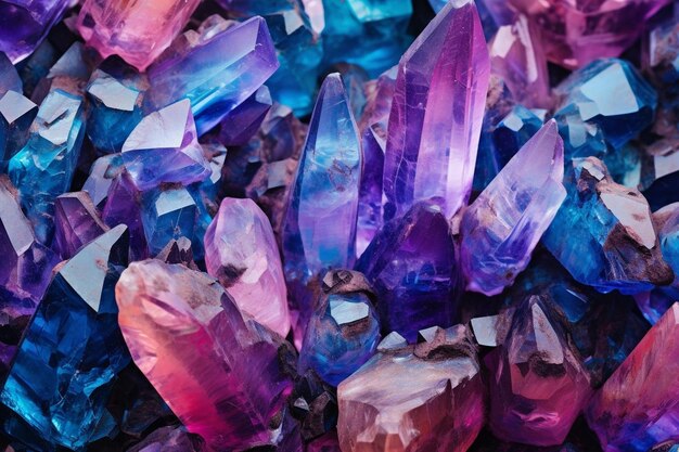 Fondo azul y púrpura con cristales