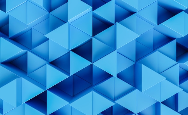 Fondo azul con representación 3d de triángulos