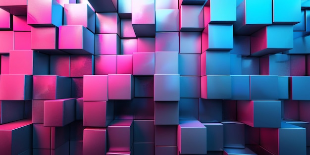 Un fondo azul y rosa con una fila de cubos azules y rosados