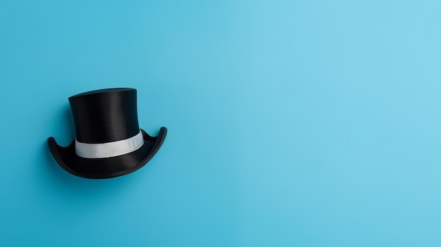 Fondo azul con sombrero de hombre negro Ilustración AI GenerativexA