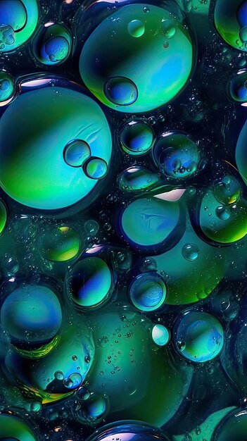 Un fondo azul y verde con gotas de agua.