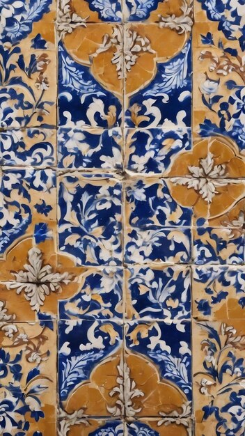 Foto fondo de azulejos azulejo sin costura de portugal o españa
