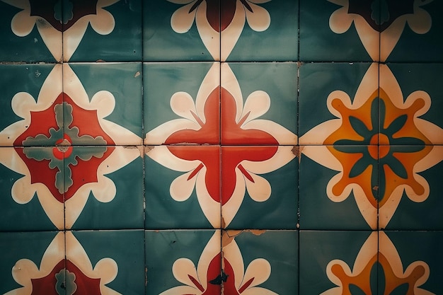 El fondo de los azulejos de mosaico de colores inspirados en Vintage