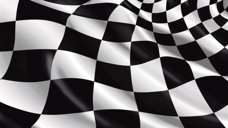 Foto fondo de bandera blanca y negra de carreras a cuadros ondulados