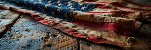 Fondo de la bandera estadounidense en una mesa de madera Imagen de fondo