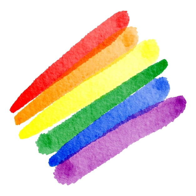 Fondo de bandera LGBTQ con trazado de recorte Mes del orgullo con acuarela sobre fondo blanco Ilustración de fondo de banner de arco iris