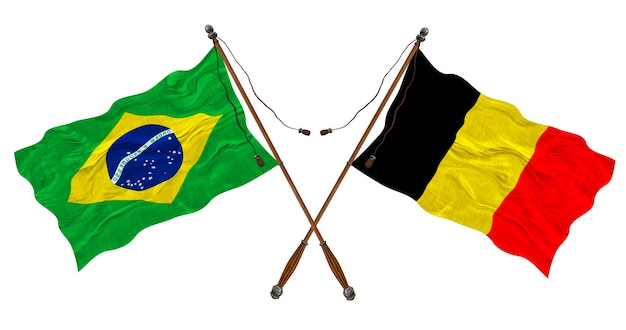 Fondo de la bandera nacional de Bélgica y Brasil para diseñadores