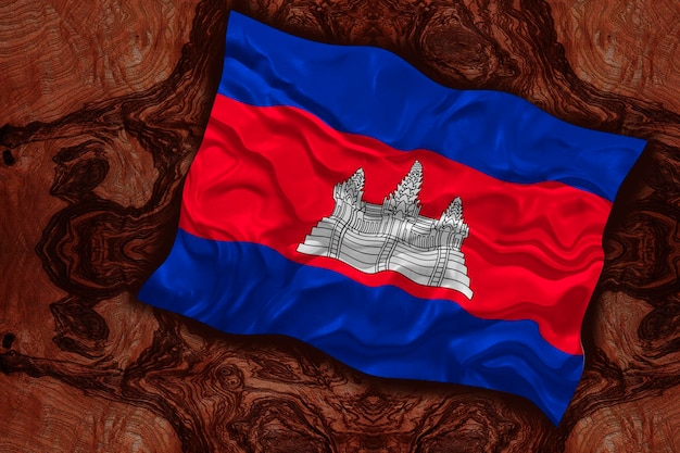 Fondo de la bandera nacional de Camboya con la bandera de Camboya