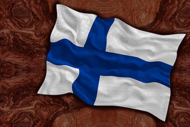 Fondo de la bandera nacional de Finlandia con la bandera de Finlandia