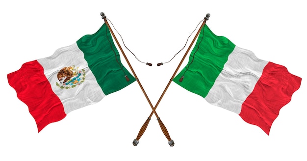 Fondo de la bandera nacional de Italia y México para diseñadores