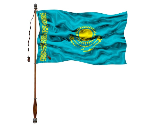 Fondo de la bandera nacional de Kazajstán con la bandera de Kazajstán