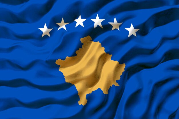 Fondo de la bandera nacional de Kosovo con la bandera de Kosovo