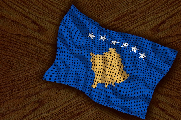 Foto fondo de la bandera nacional de kosovo con la bandera de kosovo