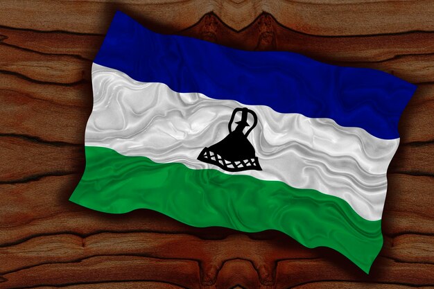 Fondo de la bandera nacional de Lesotho con la bandera de Lesotho