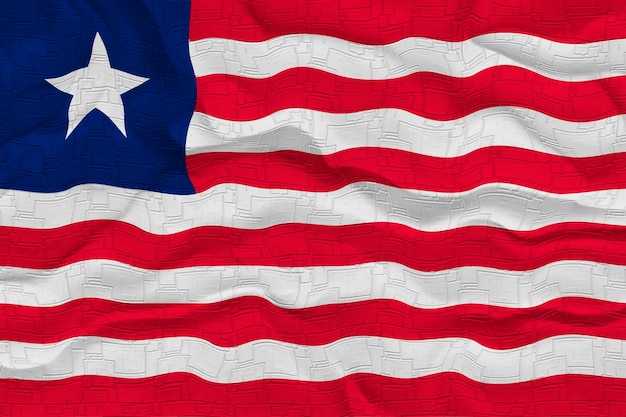 Fondo de la bandera nacional de Liberia con la bandera de Liberia