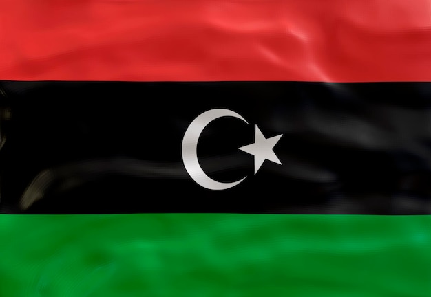 Fondo de la bandera nacional de Libia con la bandera de Libia