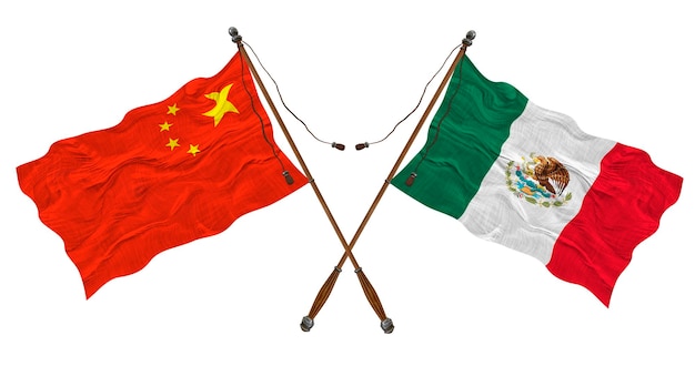 Fondo de bandera nacional de México y China para diseñadores