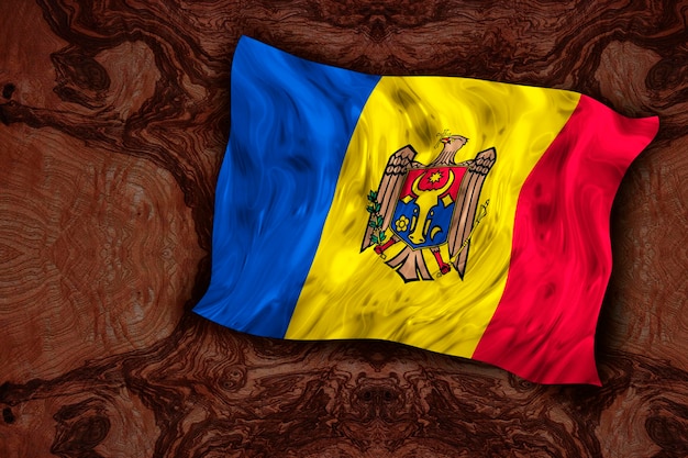 Foto fondo de la bandera nacional de moldavia con la bandera de moldavia