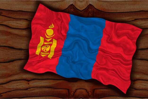 Fondo de la bandera nacional de Mongolia con la bandera de Mongolia