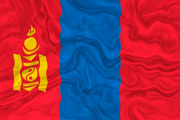 Fondo de la bandera nacional de Mongolia con la bandera de Mongolia