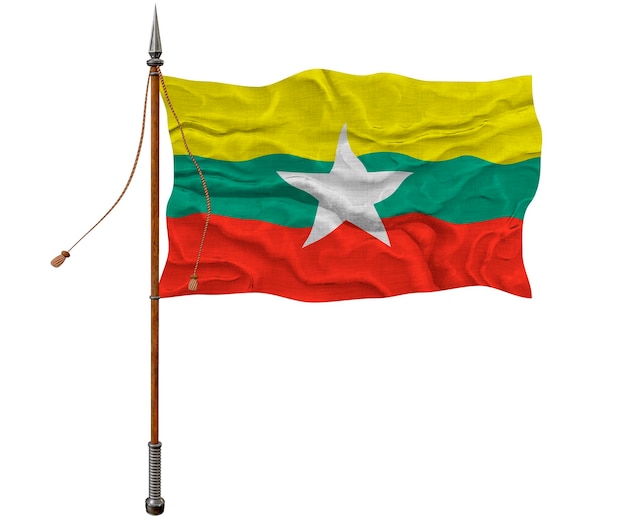 Fondo de bandera nacional de Myanmar con bandera o Myanmar