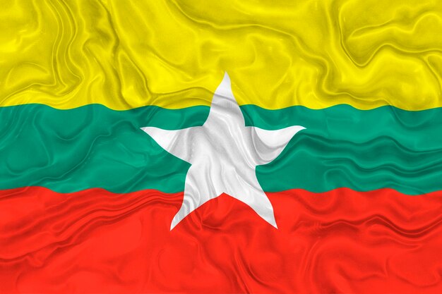 Fondo de bandera nacional de Myanmar con bandera o Myanmar