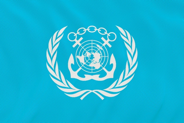 Fondo de la bandera nacional de la Organización Marítima Internacional con la bandera de la Organización Marítima Internacional