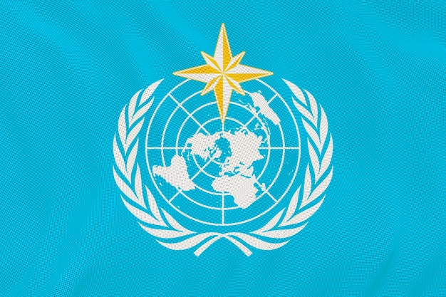 Fondo de la bandera nacional de la Organización Meteorológica Mundial con la bandera de la Organización Meteorológica Mundial