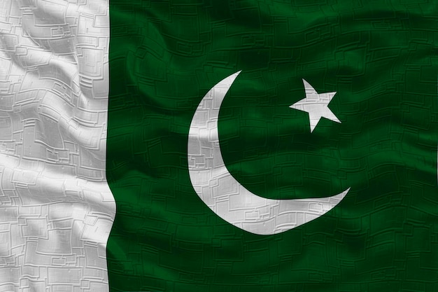 Fondo de la bandera nacional de Pakistán con la bandera de Pakistán