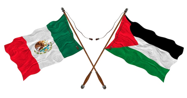 Fondo de bandera nacional de Palestina y México para diseñadores