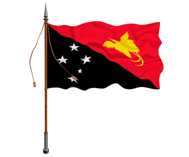 Foto fondo de la bandera nacional de papúa nueva guinea con la bandera de papúa nueva guinea