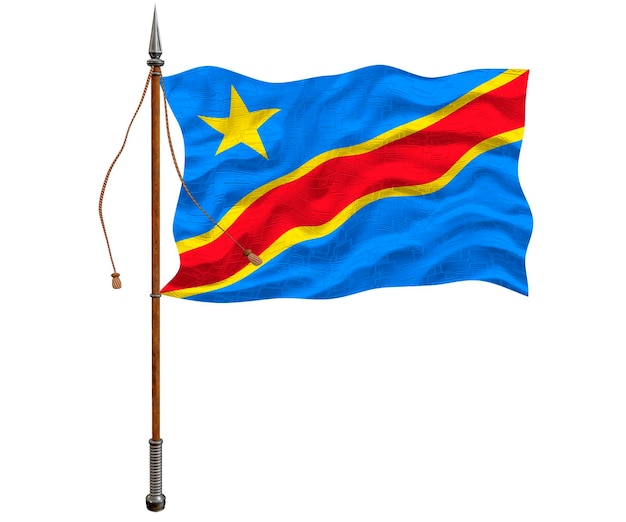 Fondo de la bandera nacional de la República Democrática del Congo con la bandera de la República Democrática del Congo