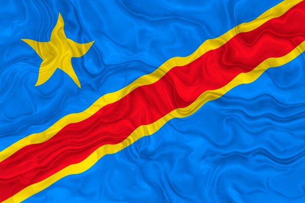 Fondo de la bandera nacional de la República Democrática del Congo con la bandera de la República Democrática del Congo