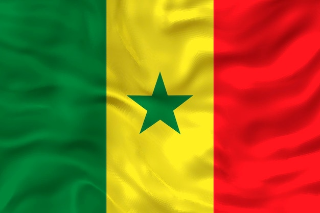 Fondo de la bandera nacional de Senegal con la bandera de Senegal