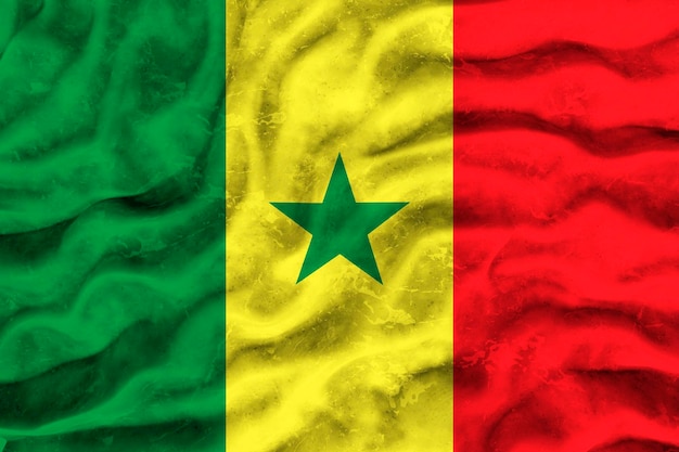 Fondo de la bandera nacional de Senegal con la bandera de Senegal