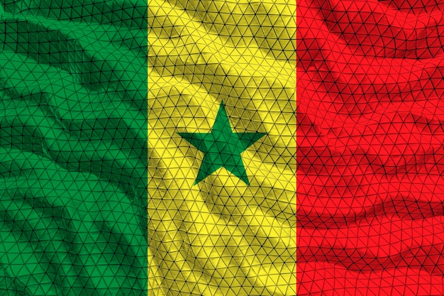 Fondo de la bandera nacional de Senegal con la bandera de Senegal