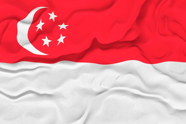 Fondo de la bandera nacional de Singapur con la bandera de Singapur