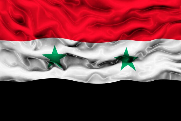 Foto fondo de la bandera nacional de siria con la bandera de siria