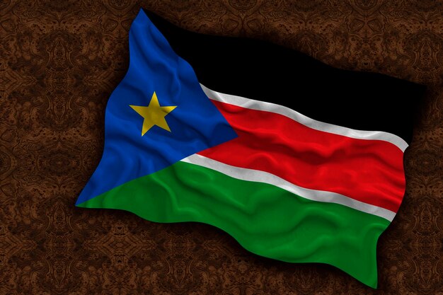 Fondo de la bandera nacional de Sudán del Sur con la bandera de Sudán del Sur