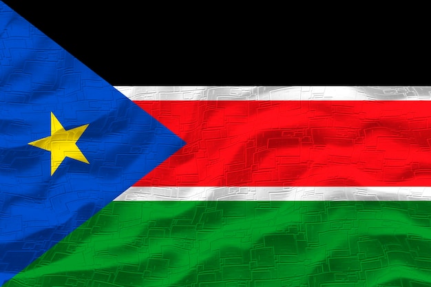Fondo de la bandera nacional de Sudán del Sur con la bandera de Sudán del Sur