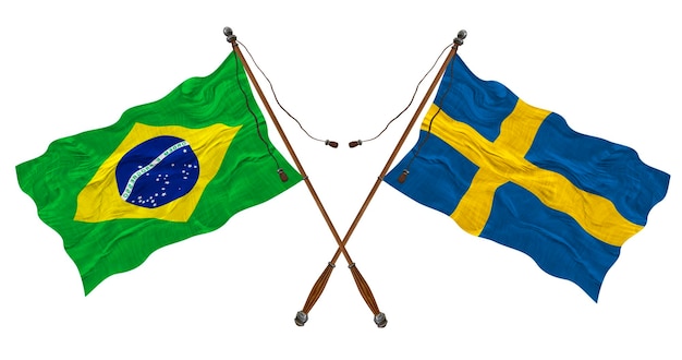 Fondo de la bandera nacional de Suecia y Brasil para diseñadores