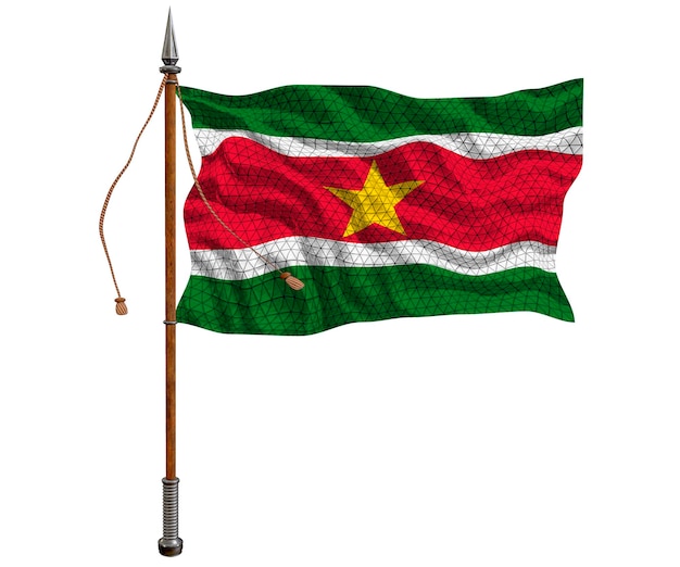 Fondo de la bandera nacional de Surinam con la bandera de Surinam