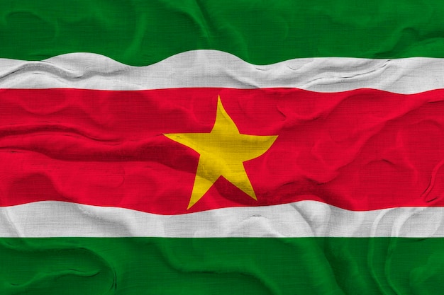 Fondo de la bandera nacional de Surinam con la bandera de Surinam