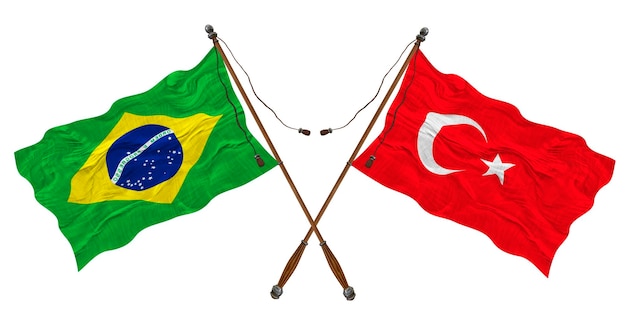 Fondo de la bandera nacional de Turquía y Brasil para diseñadores