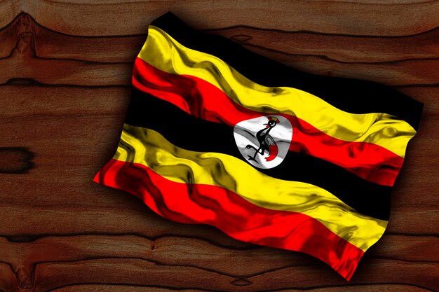 Fondo de la bandera nacional de Uganda con la bandera de Uganda