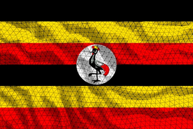 Fondo de la bandera nacional de Uganda con la bandera de Uganda