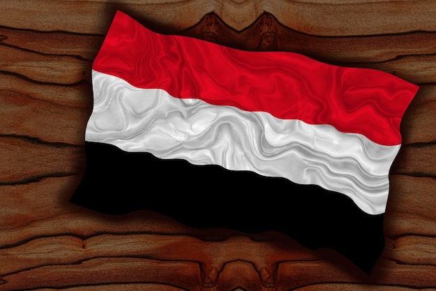 Fondo de la bandera nacional de Yemen con la bandera de Yemen